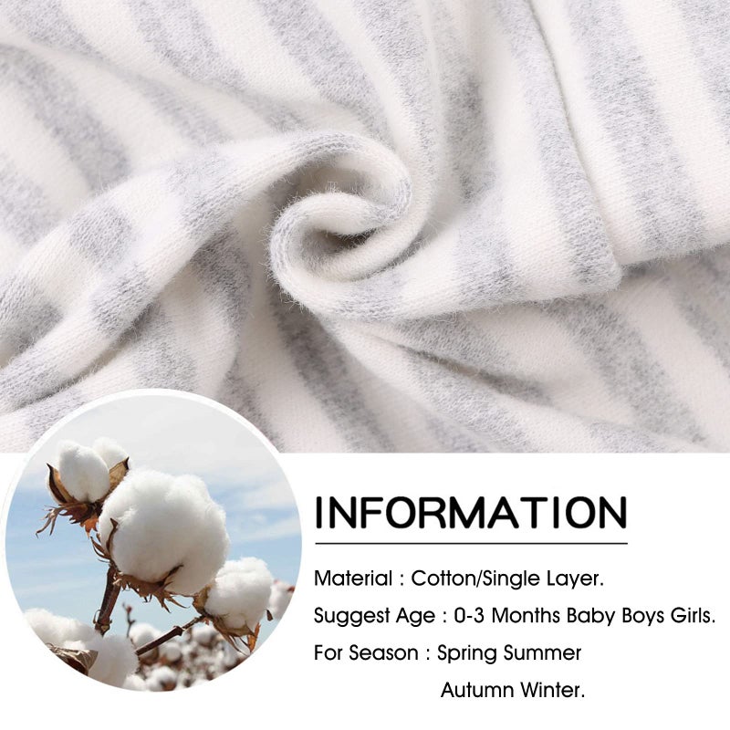 Pesaat Original Cotton Newborn Hats for Girls Striped Preemie Baby Hats Bear Ears Infant Boys Beanies 0-6 Months (Knot(White+Gray+Gray Stripe), 0-6 Months) - Image 4